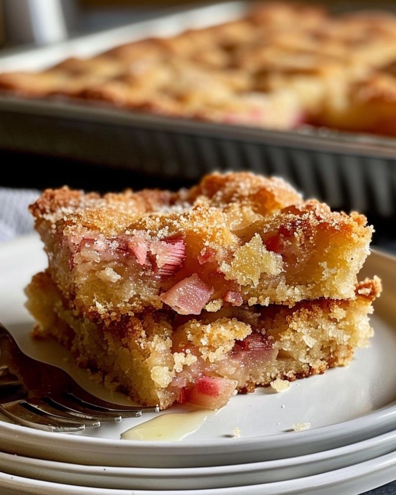 3 Ingredient Rhubarb Squares