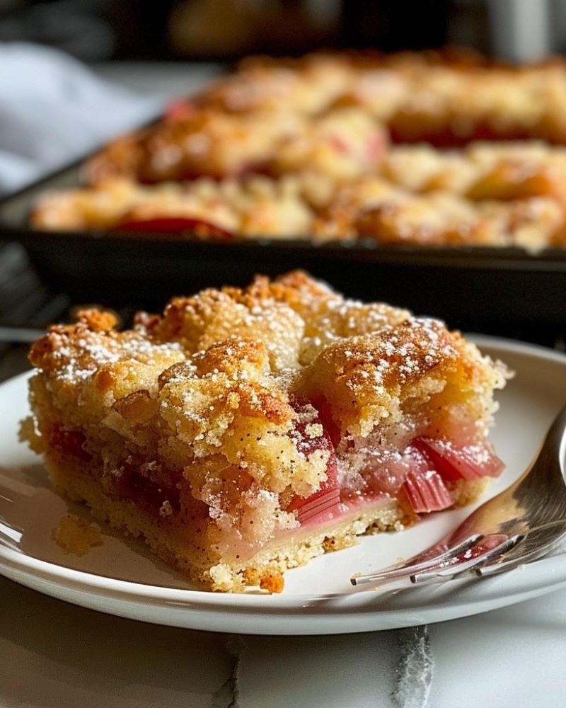 3 Ingredient Rhubarb Squares