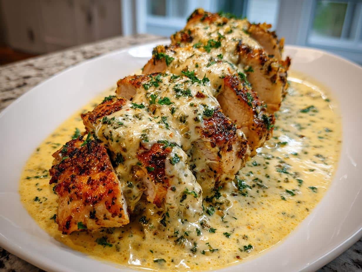 Baked Caesar Chicken with Creamy Parmesan Sauce