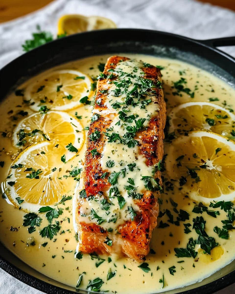 Baked Salmon with Lemon Butter Cream Sauce - detail 2