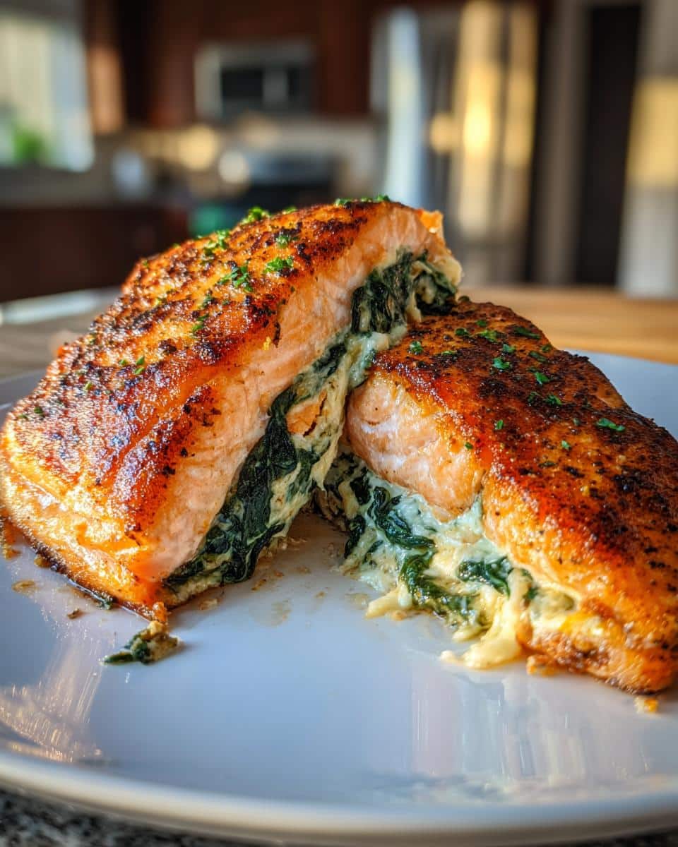 Blackened Salmon Stuffed with Spinach & Parmesan - detail 3