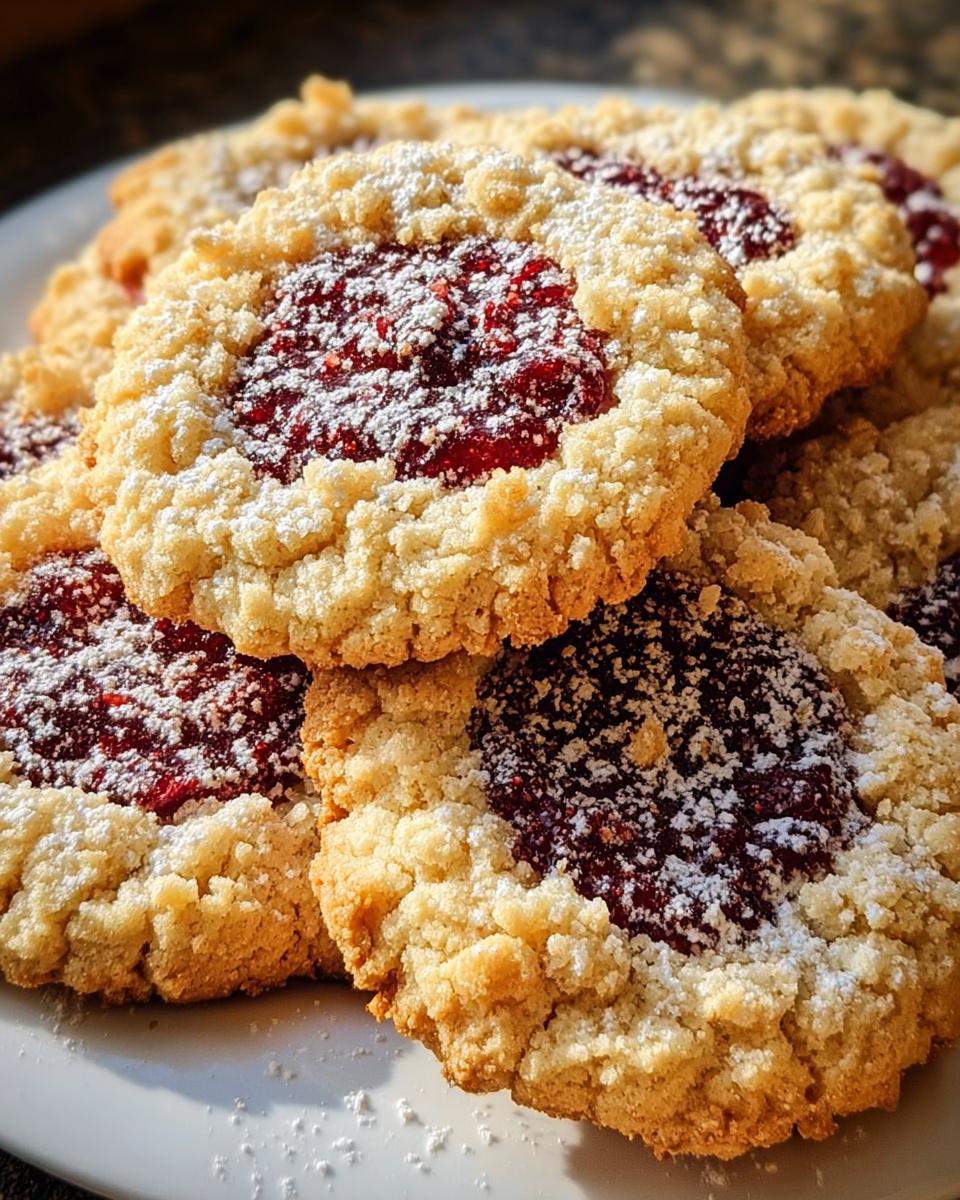 Buttery Raspberry Crumble Cookies with a Sweet Jam Filling - detail 1