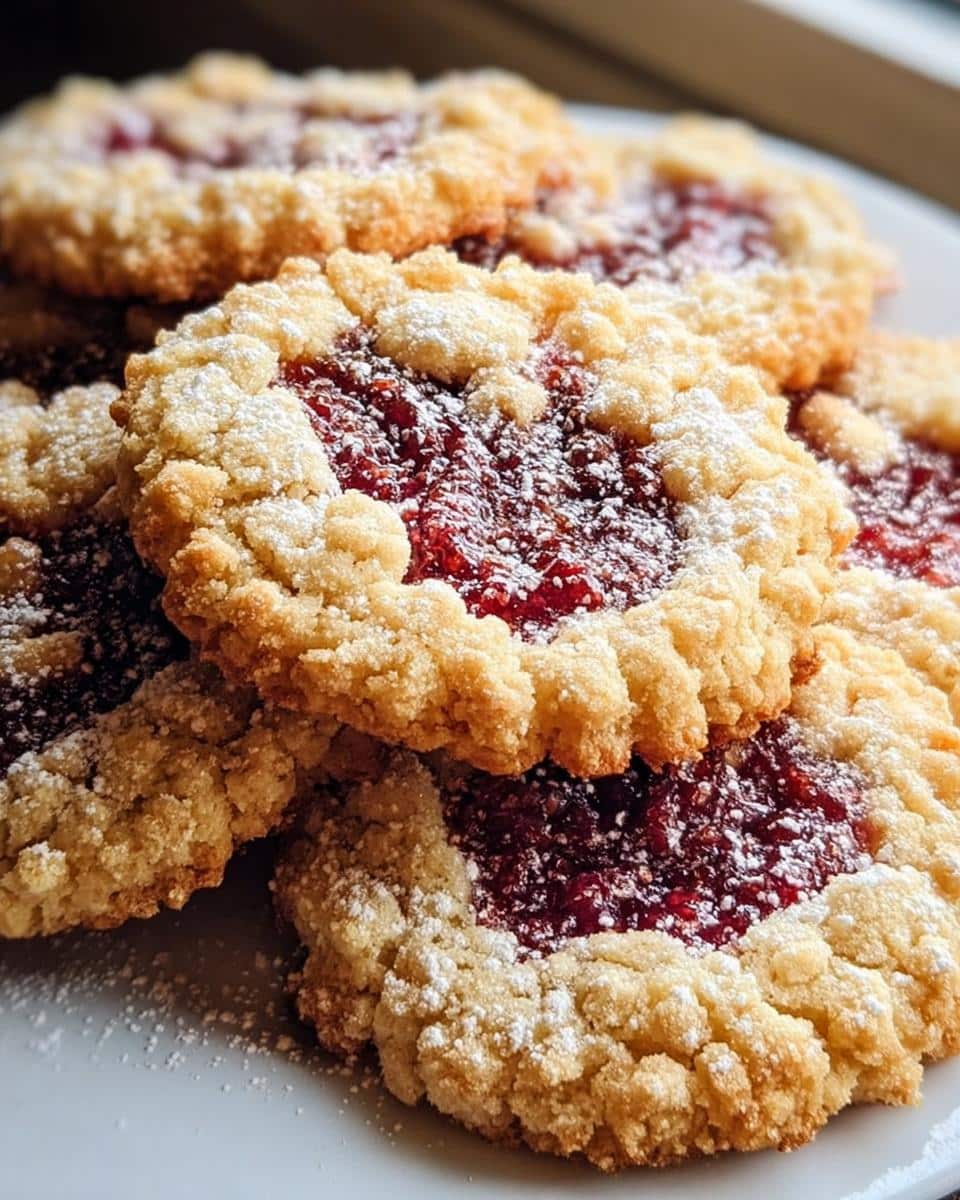 Buttery Raspberry Crumble Cookies with a Sweet Jam Filling - detail 2