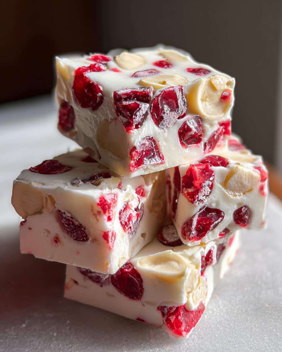 Candied Cherry Divinity Squares