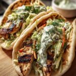 Chicken Pitas with Herby Ranch Slaw