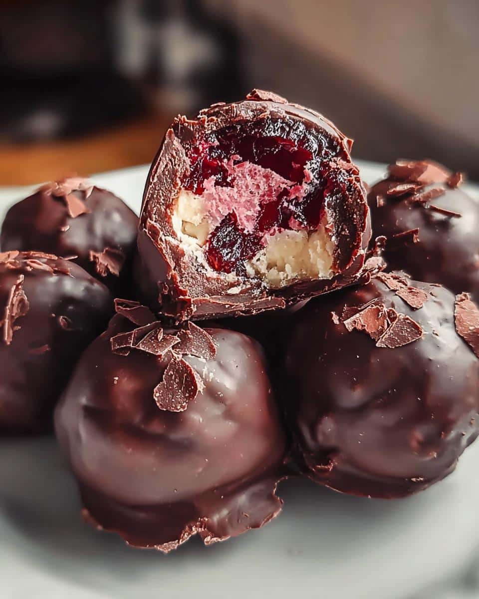 Chocolate Cherry Cheesecake Truffles