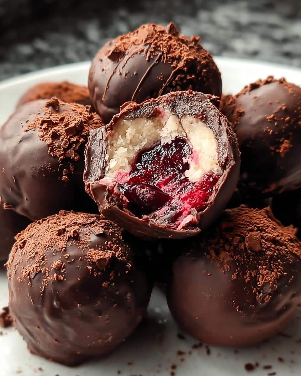 Chocolate Cherry Cheesecake Truffles
