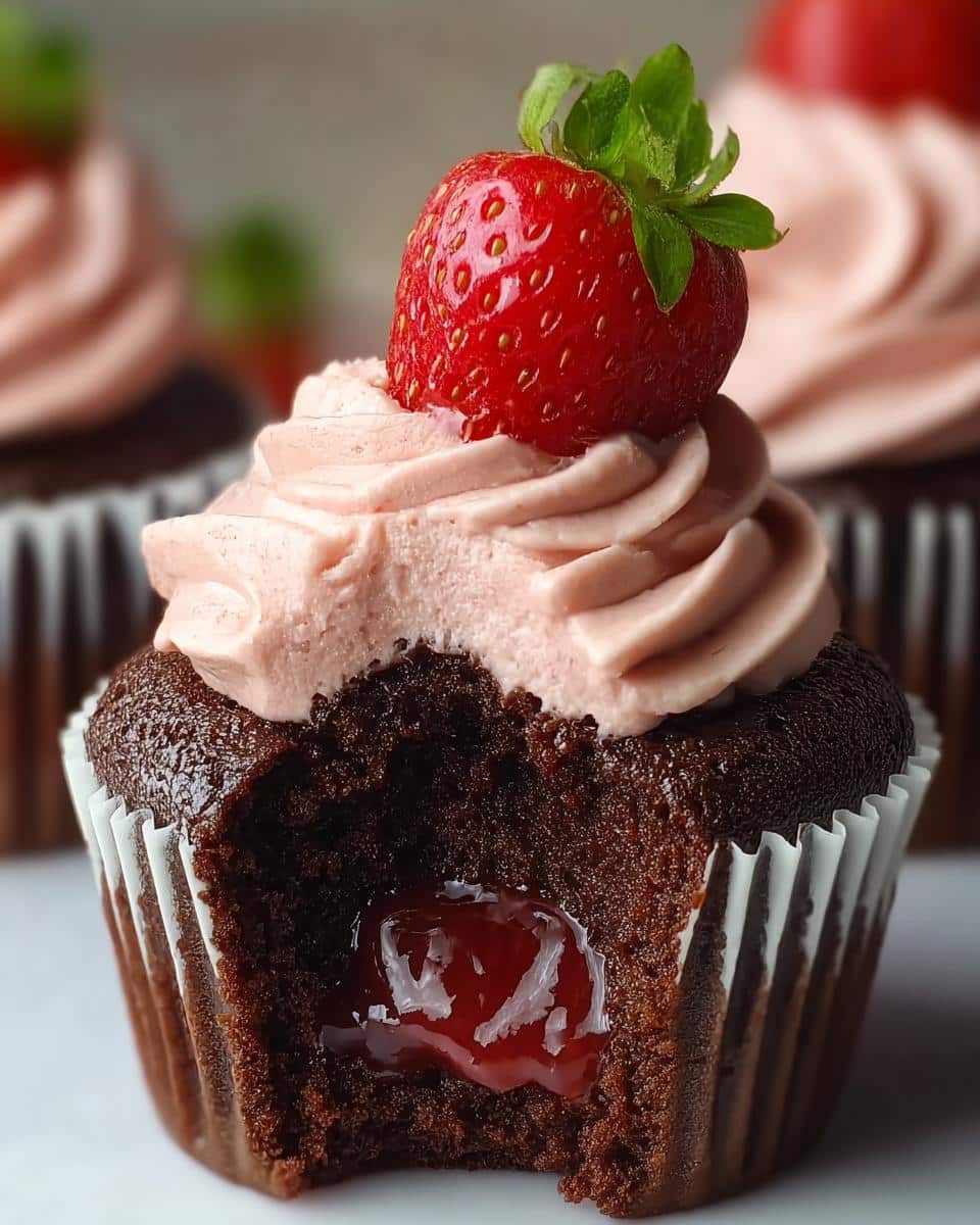 Chocolate Strawberry Jam Cupcakes - detail 1