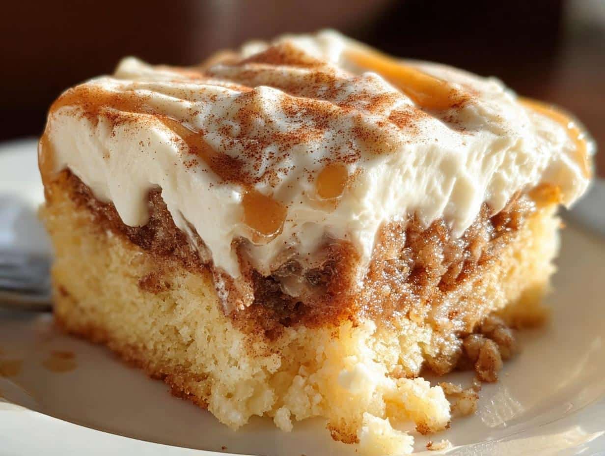 Cinnamon Roll Poke Cake - detail 2