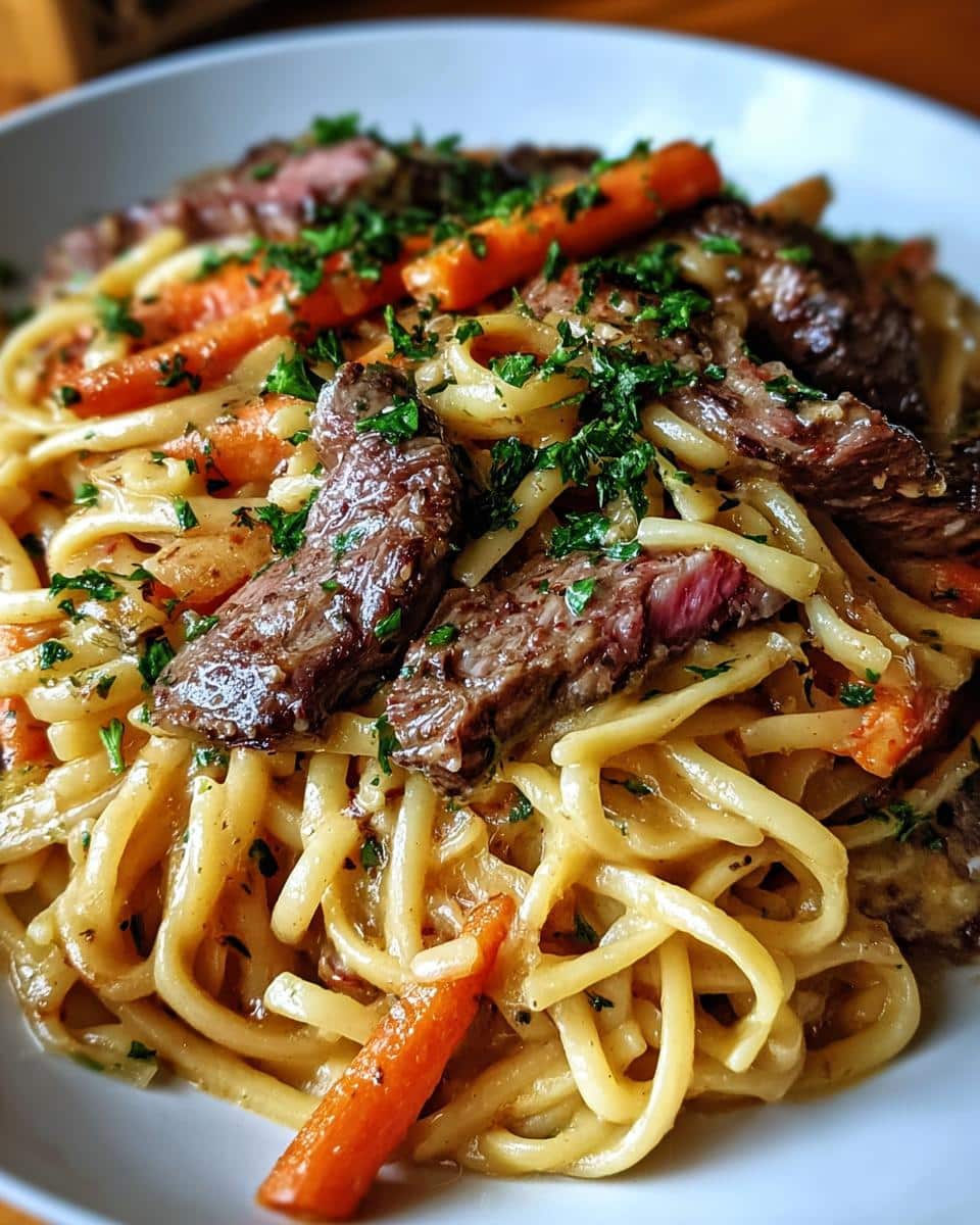 Cowboy Butter Steak Linguine with Roasted Carrots & Parsley - detail 1