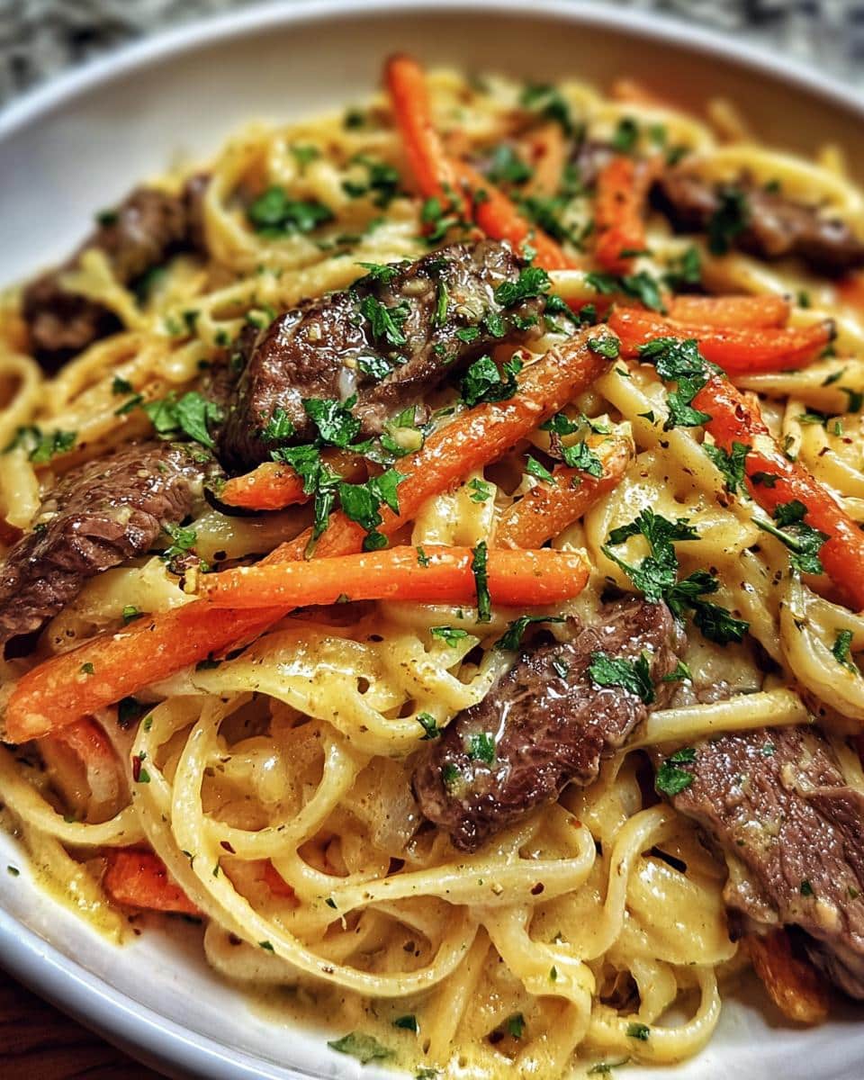 Cowboy Butter Steak Linguine with Roasted Carrots & Parsley - detail 2