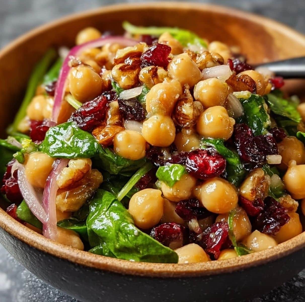 Cranberry Walnut Chickpea Salad with Orange Vinaigrette
