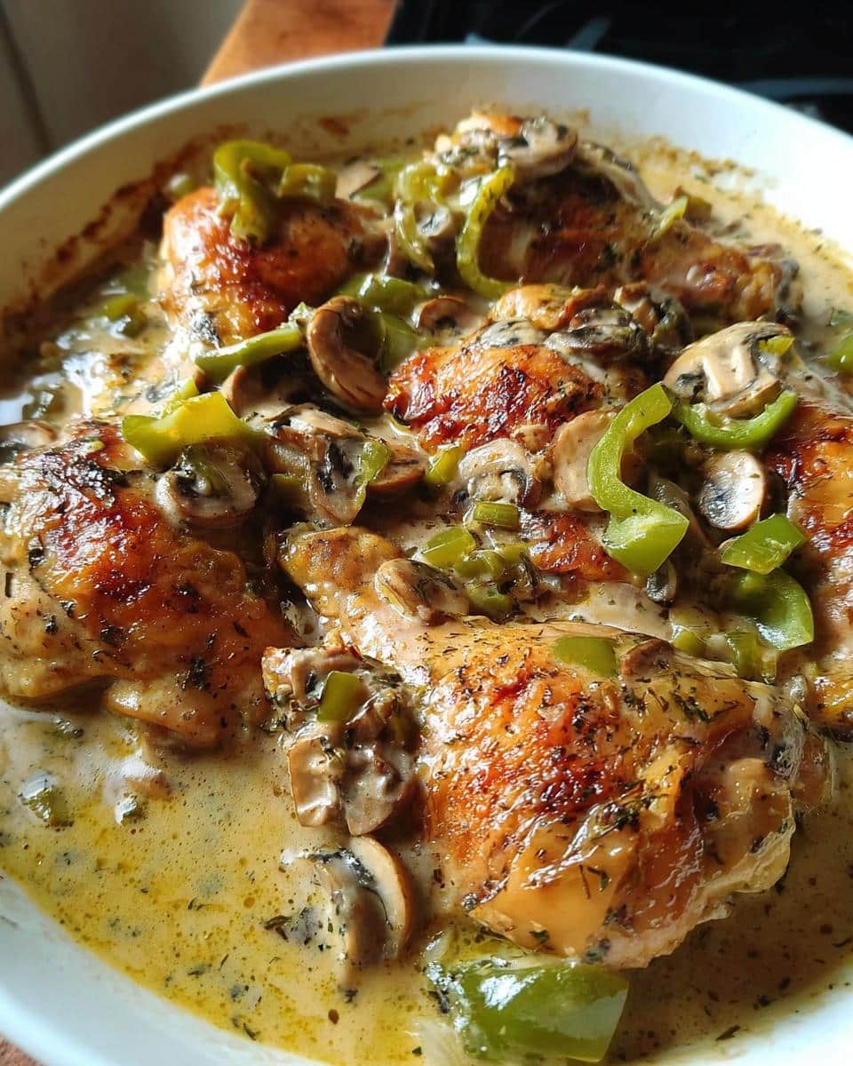 Creamy Baked Chicken with Mushrooms and Green Peppers - detail 1