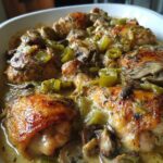 Creamy Baked Chicken with Mushrooms and Green Peppers