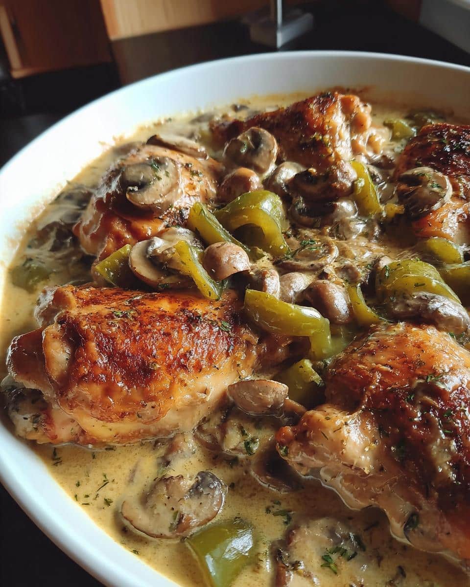 Creamy Baked Chicken with Mushrooms and Green Peppers - detail 2
