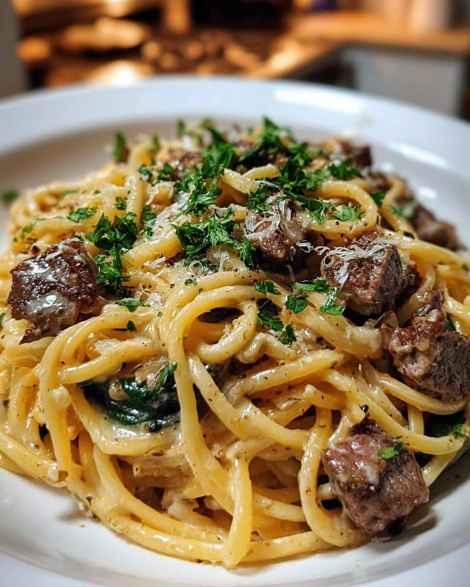 Creamy Cowboy Butter Linguine with Steak Bites & Spinach - detail 1