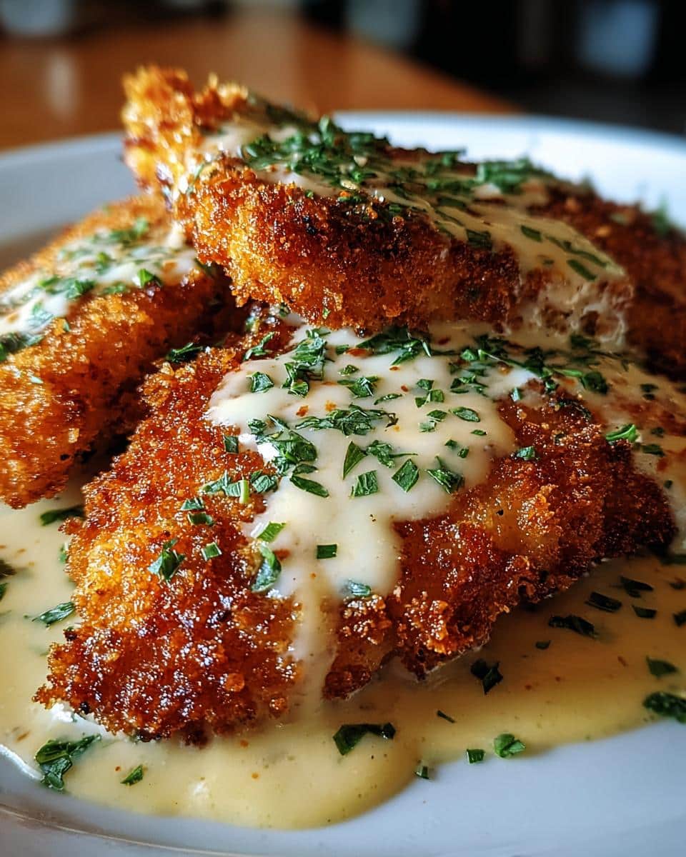 Crispy Parmesan Chicken with a Rich Garlic Sauce - detail 1