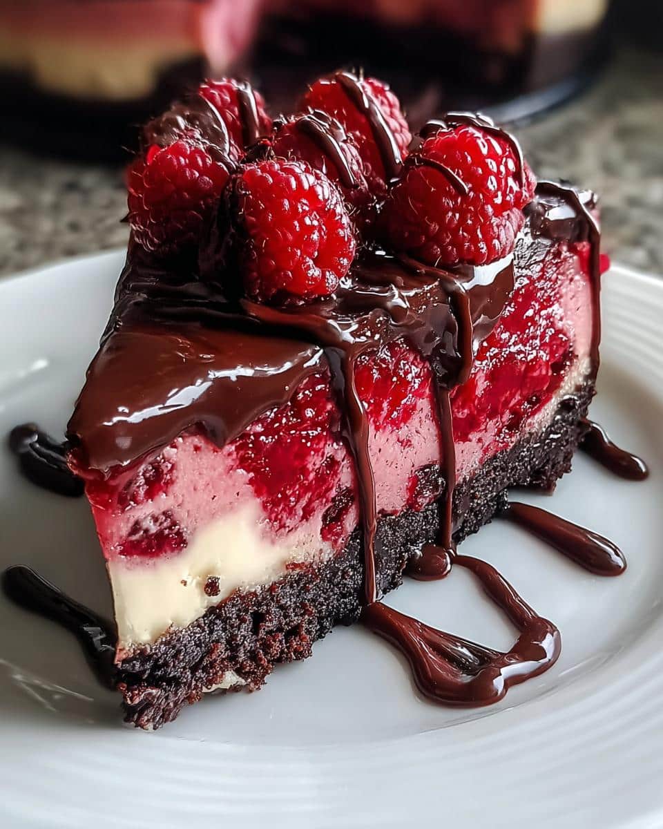 Dark Chocolate Raspberry Cheesecake - detail 1
