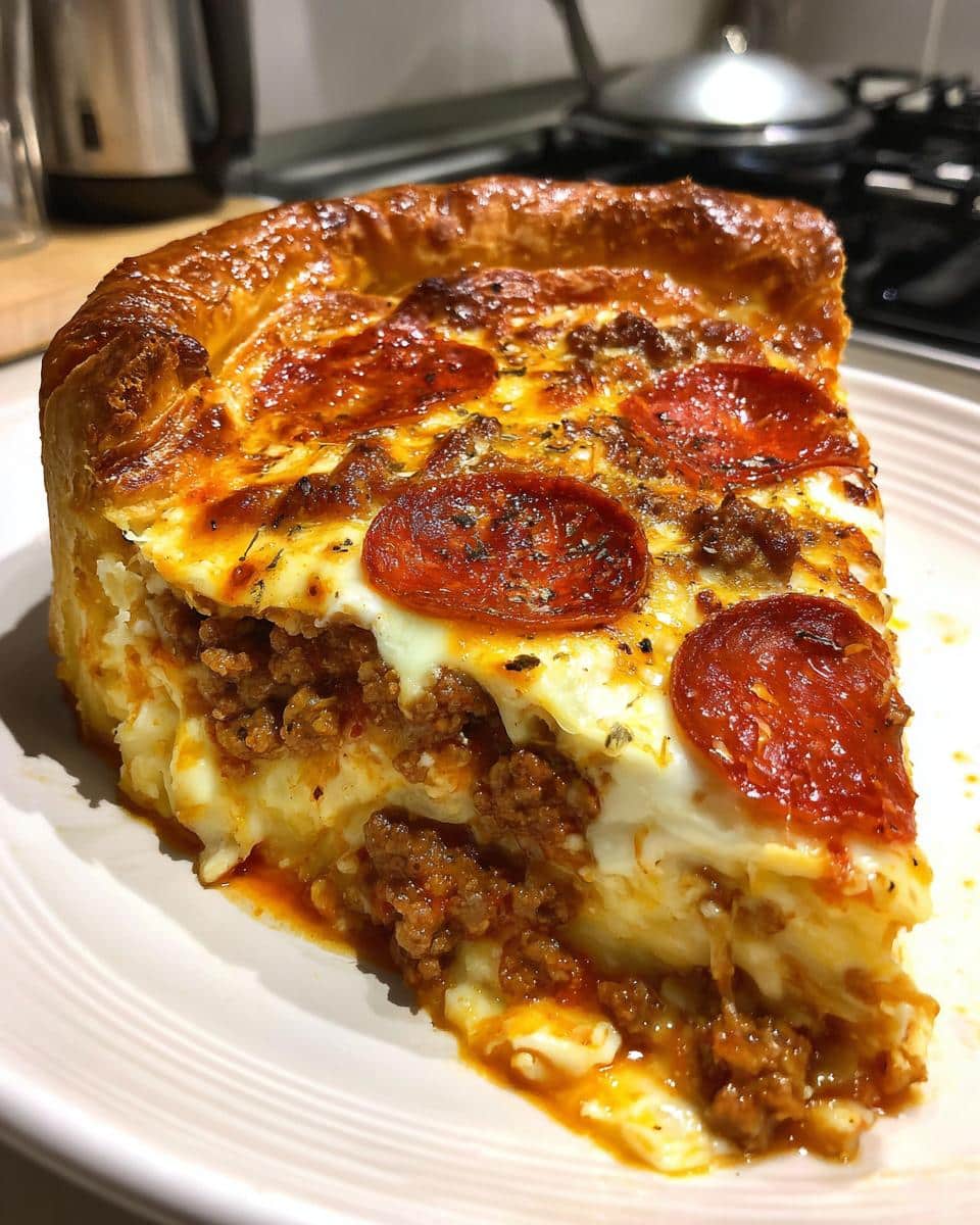 Deep Hamburger Sausage & Pepperoni Pie