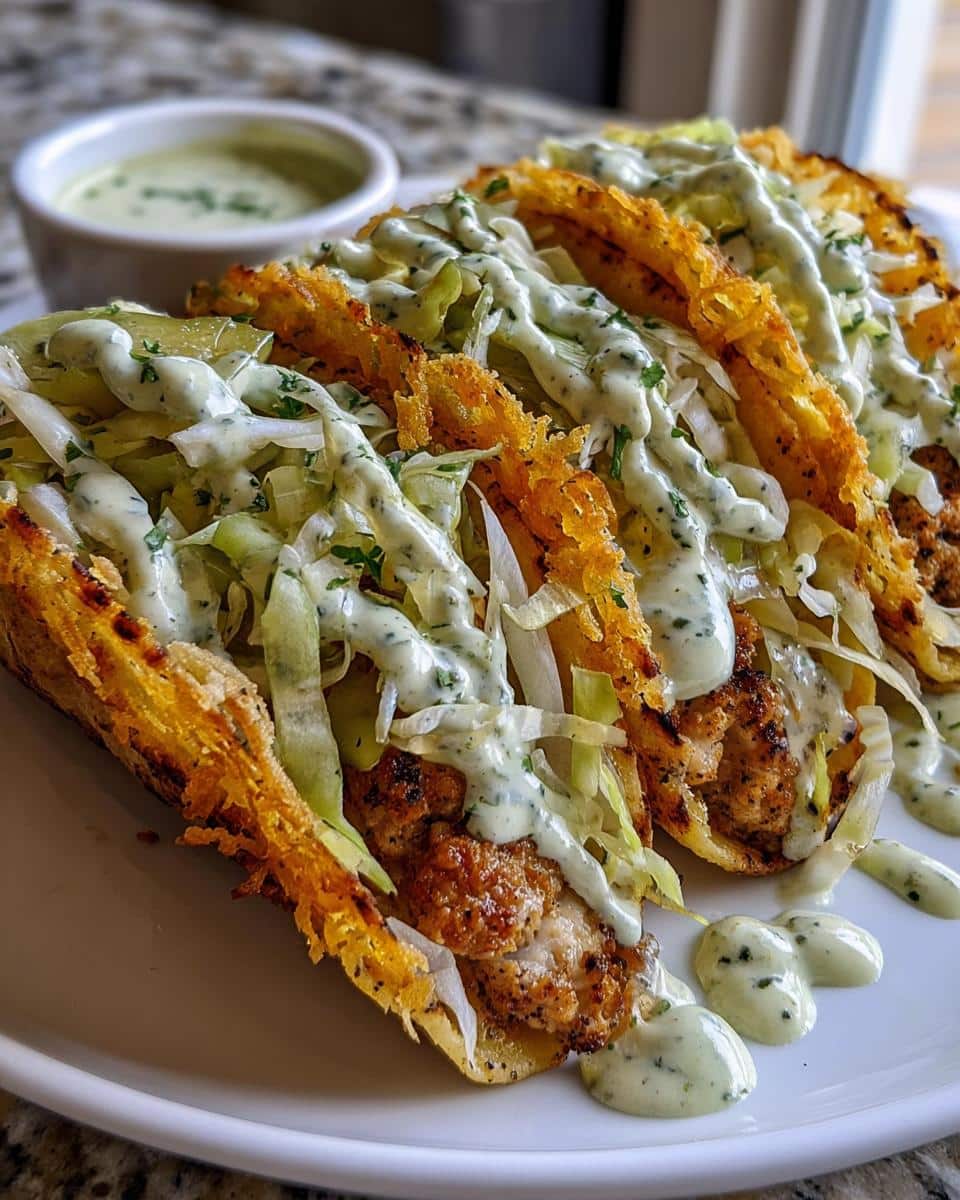 Dill Pickle Ranch Smash Chicken Tacos with Crispy Cheese Lace - detail 1