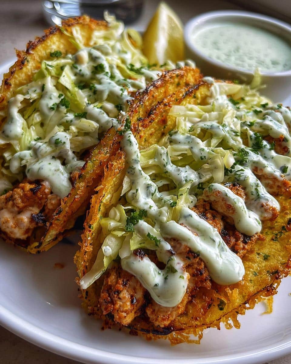 Dill Pickle Ranch Smash Chicken Tacos with Crispy Cheese Lace - detail 2