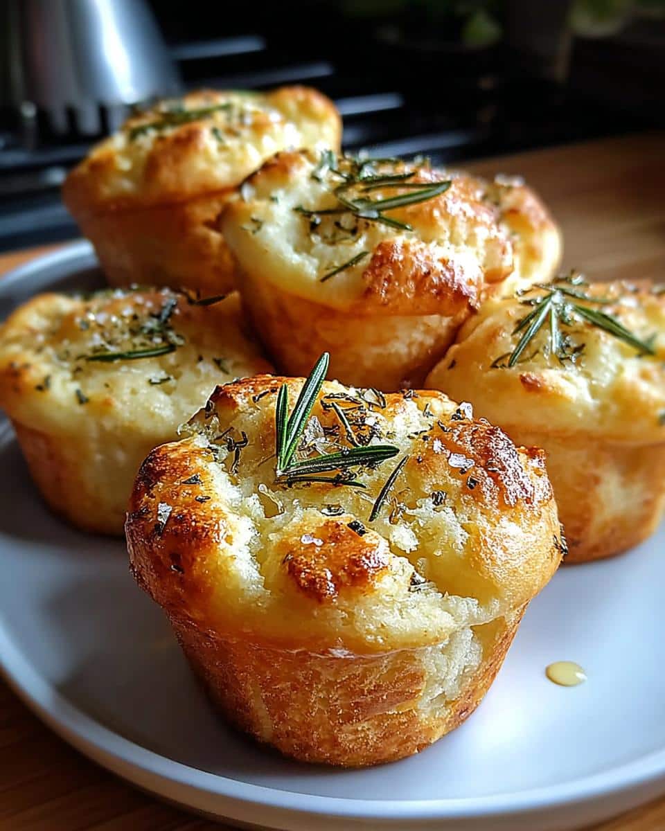 Easy Garlic Rosemary Focaccia Muffins - detail 1