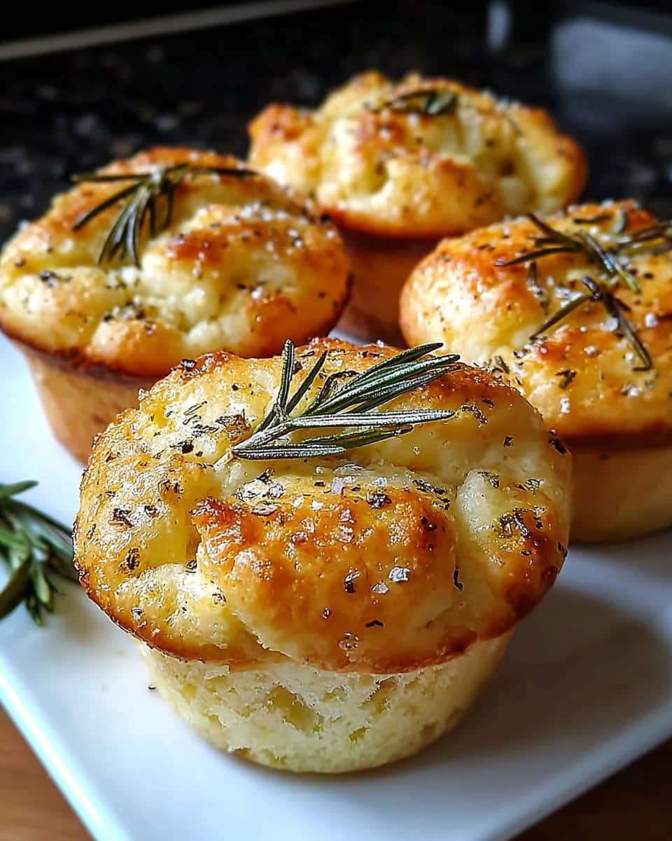 Easy Garlic Rosemary Focaccia Muffins - detail 3