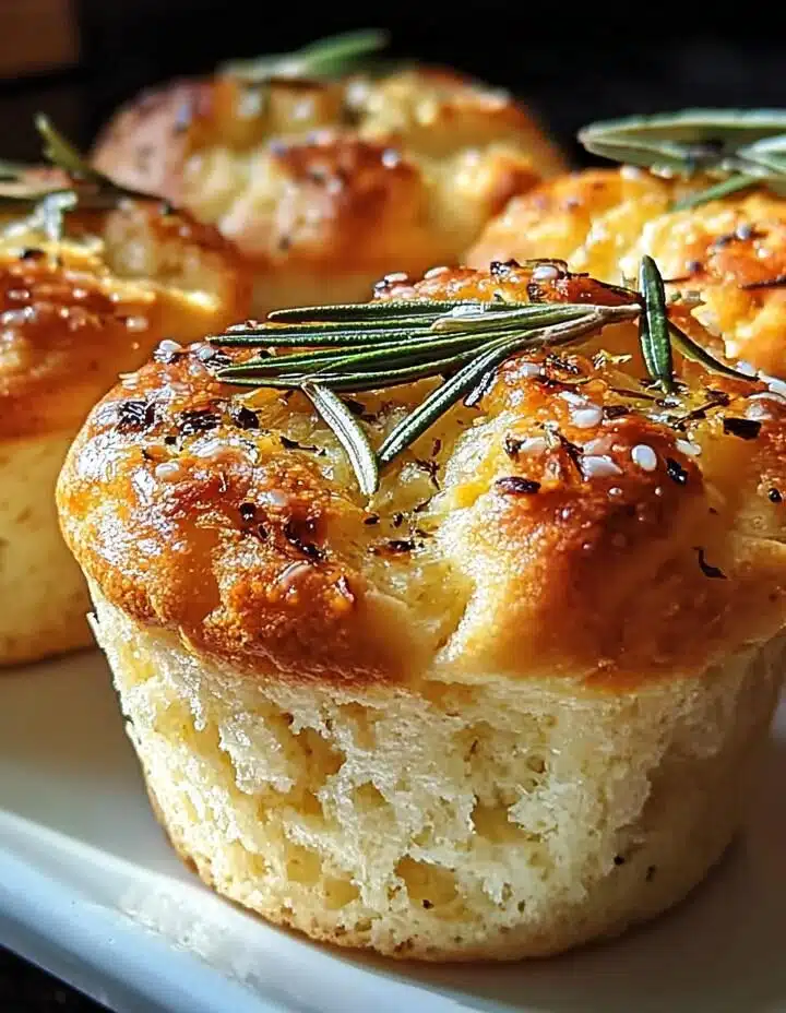 Easy Garlic Rosemary Focaccia Muffins