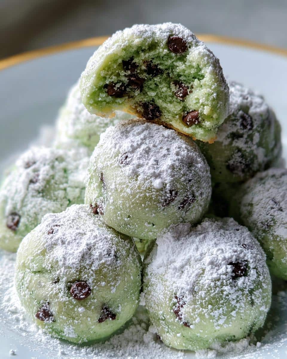 Easy Melt-in-Your-Mouth Mint Chocolate Chip Snowball Cookies - detail 1