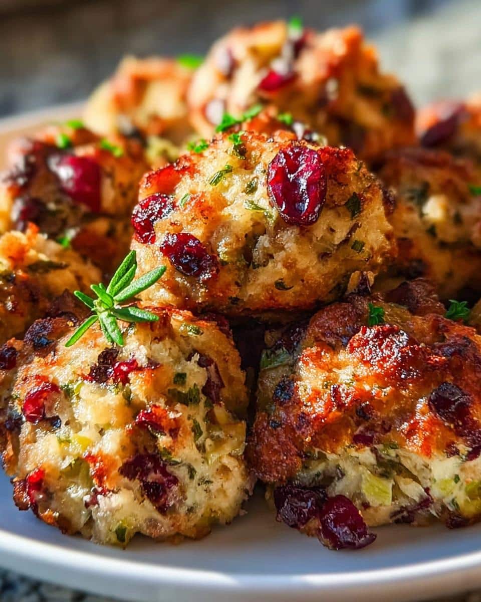 Festive Cranberry Turkey Stuffing Balls - detail 2
