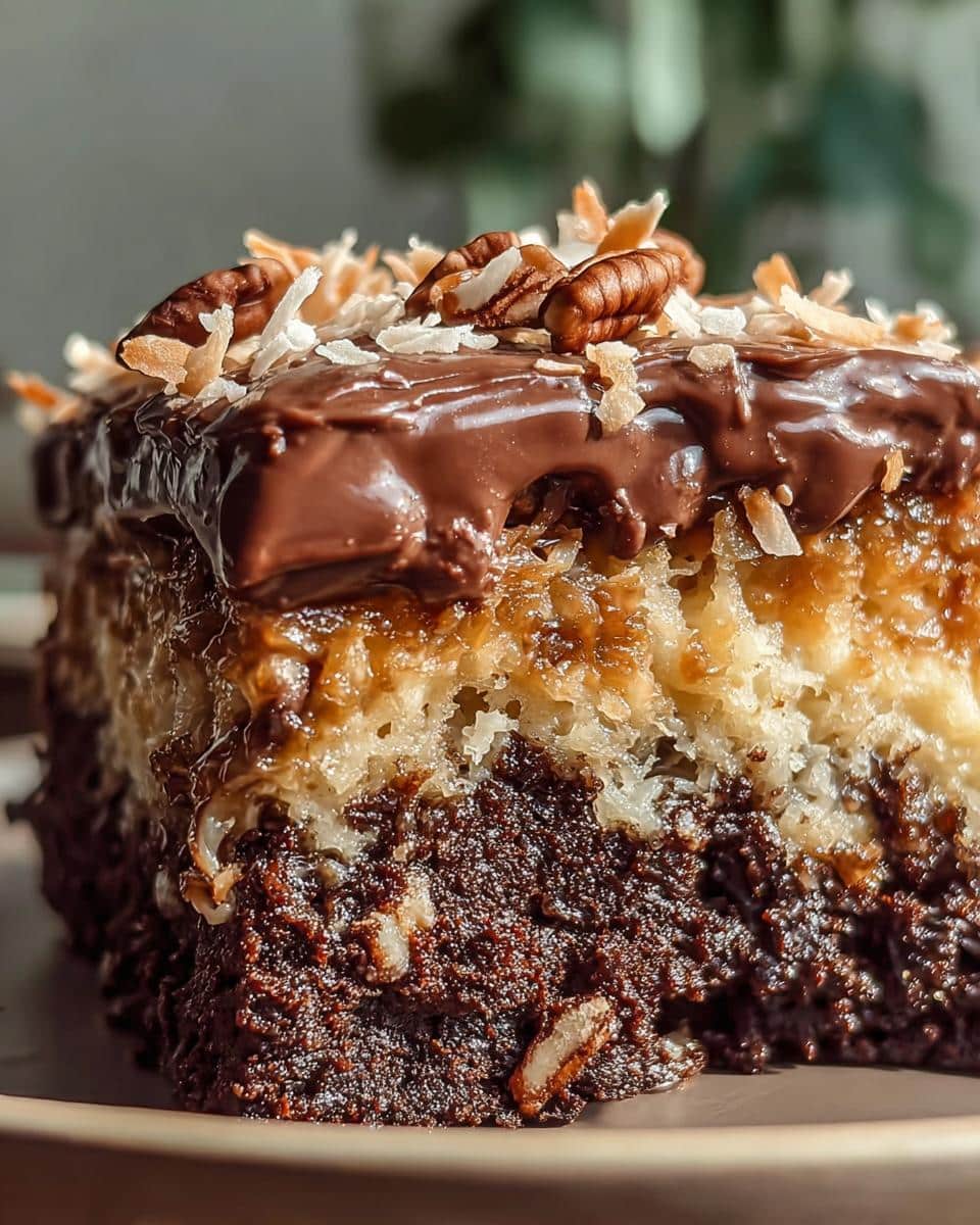 German Chocolate Poke Cake - detail 1