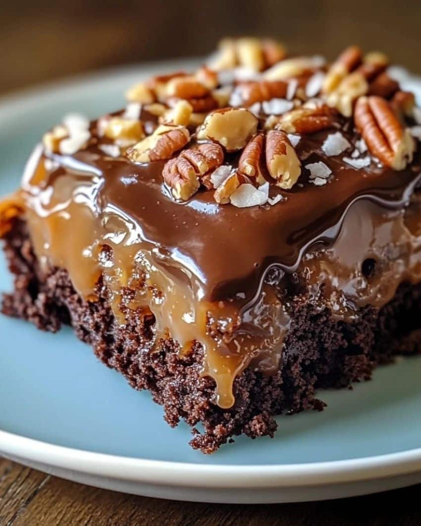 German Chocolate Poke Cake
