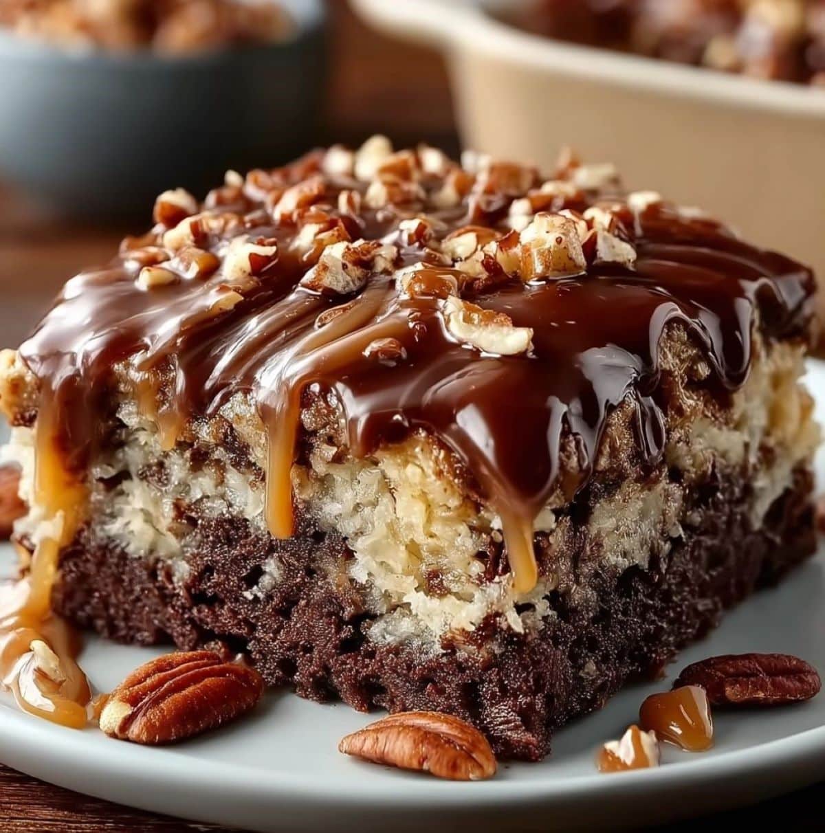 German Chocolate Poke Cake