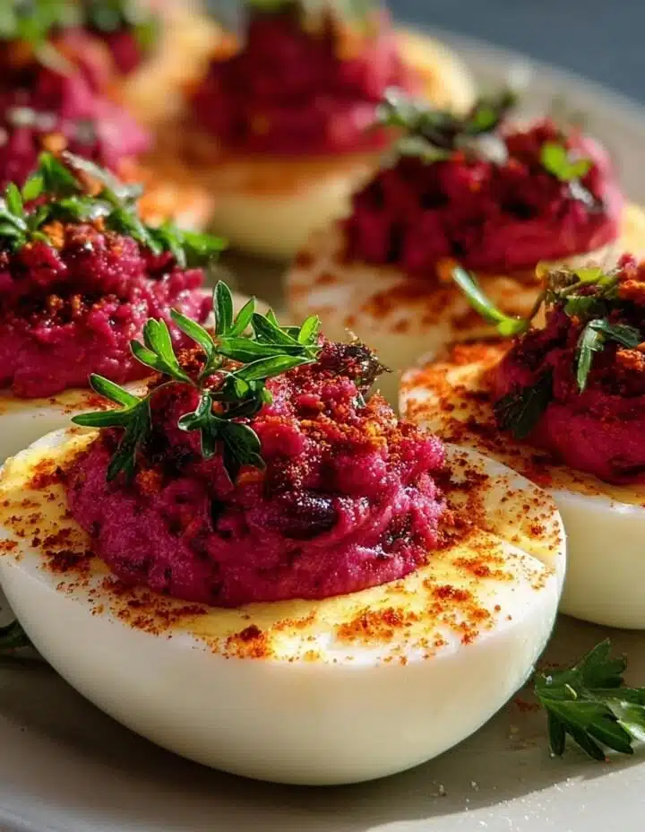 Harvest Cranberry Deviled Eggs