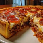 Hearty Deep-Dish Pie with Hamburger, Sausage, and Pepperoni