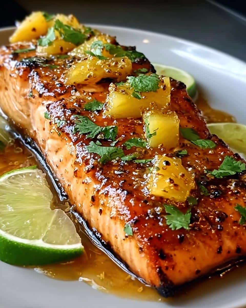 Honey Pineapple Glazed Salmon - detail 1