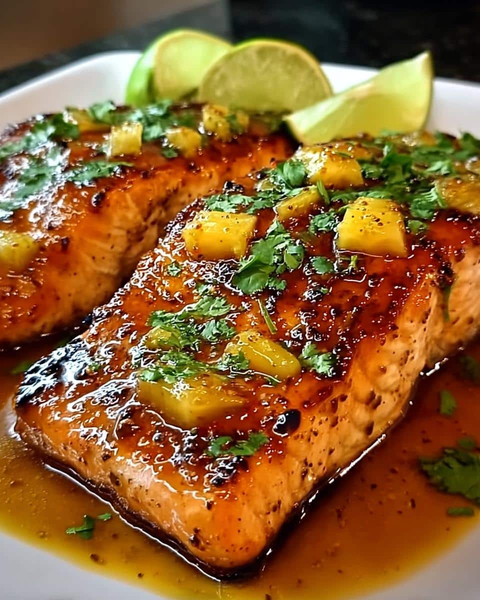 Honey Pineapple Glazed Salmon - detail 2