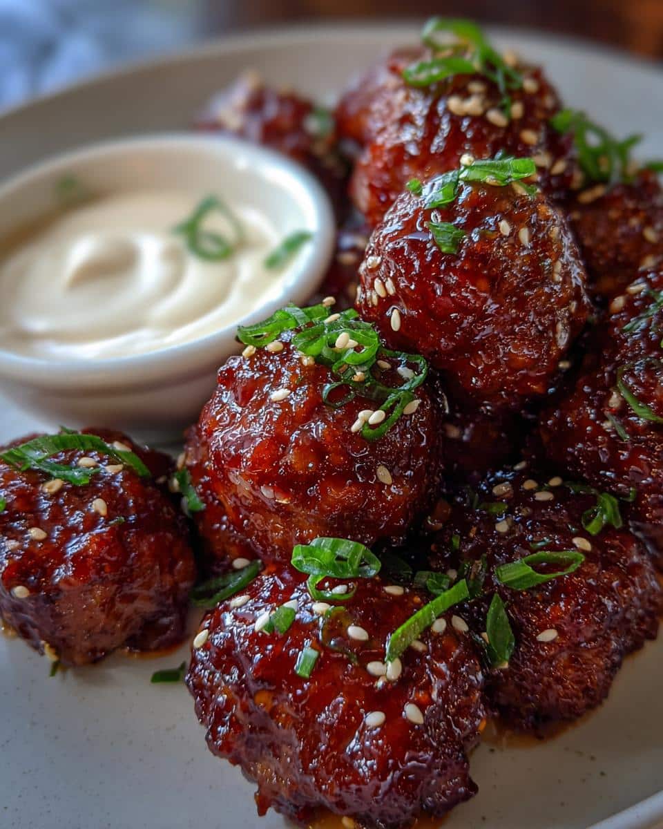 Korean BBQ Meatballs with Spicy Mayo Dip - detail 3
