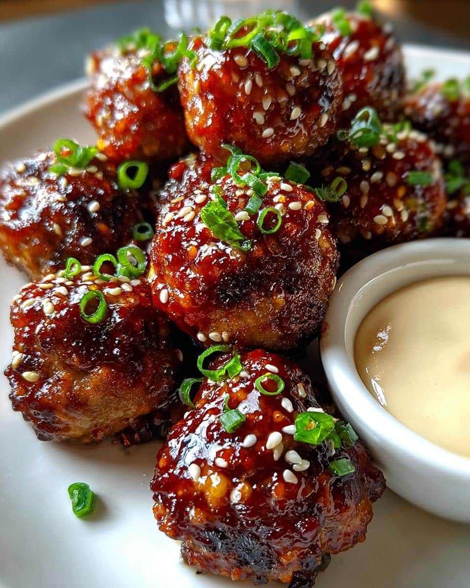 Korean BBQ Meatballs with Spicy Mayo Dip - detail 2
