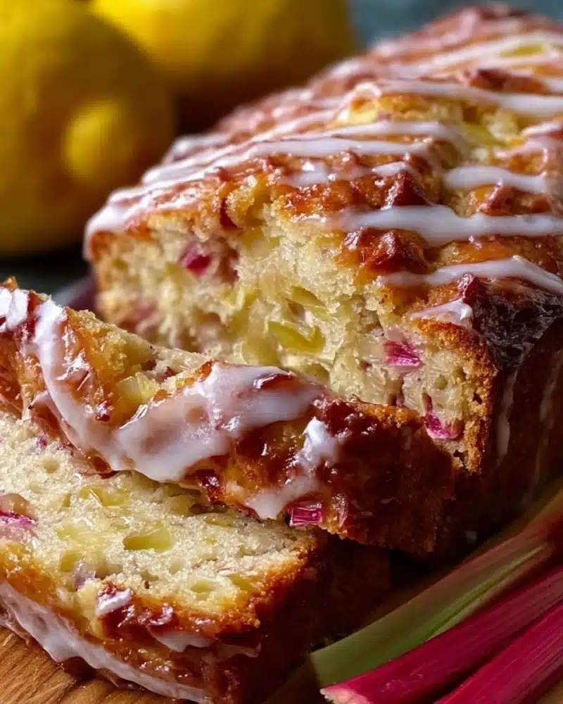 Lemon Rhubarb Loaf with Glaze