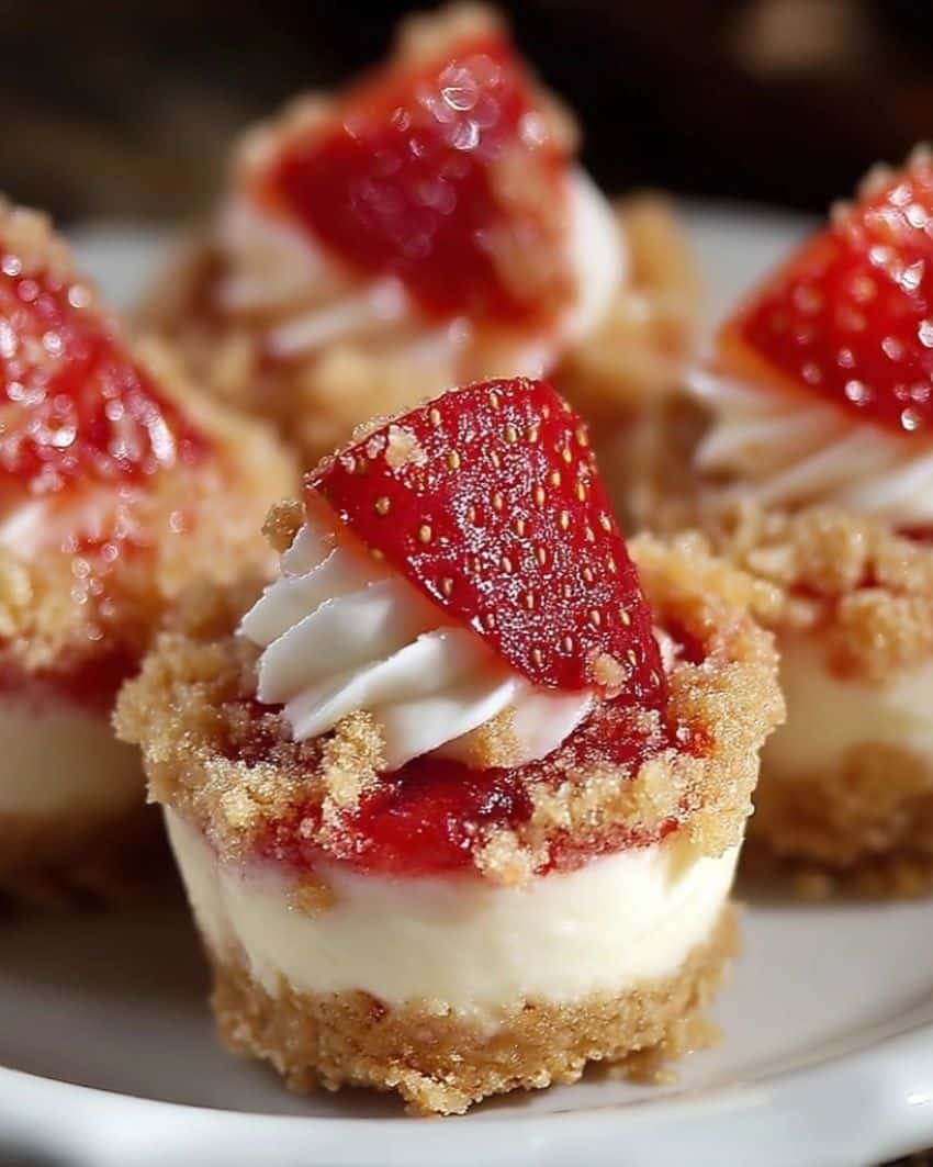 Mini Strawberry Crunch Cheesecake Bites