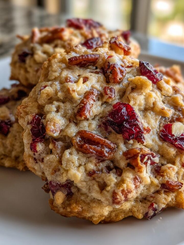 No-Bake Cranberry Pecan Praline Cookies