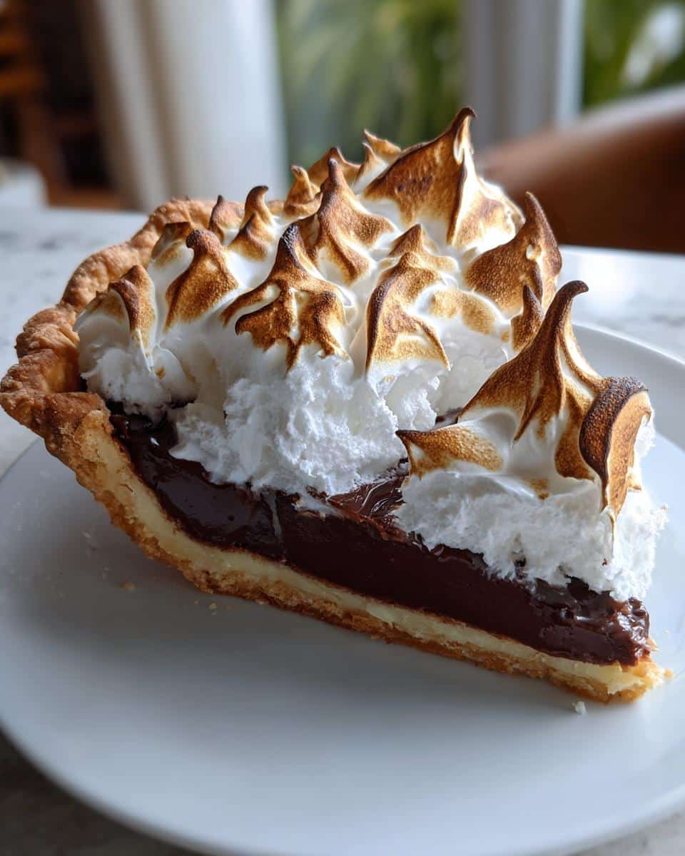 Old Fashioned Chocolate Pie with Golden Meringue - detail 1