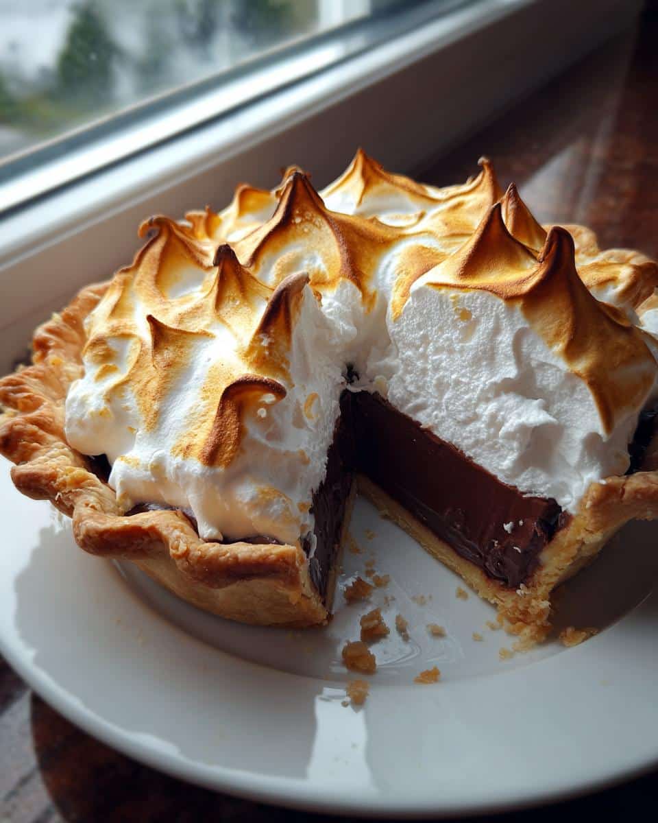 Old Fashioned Chocolate Pie with Golden Meringue - detail 2