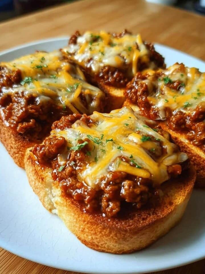 Open Face Garlic Toast Sloppy Joes