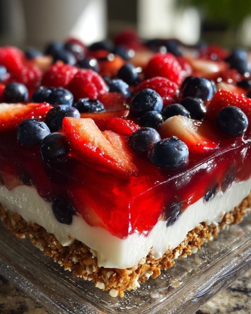 Patriotic Berry Pretzel Salad