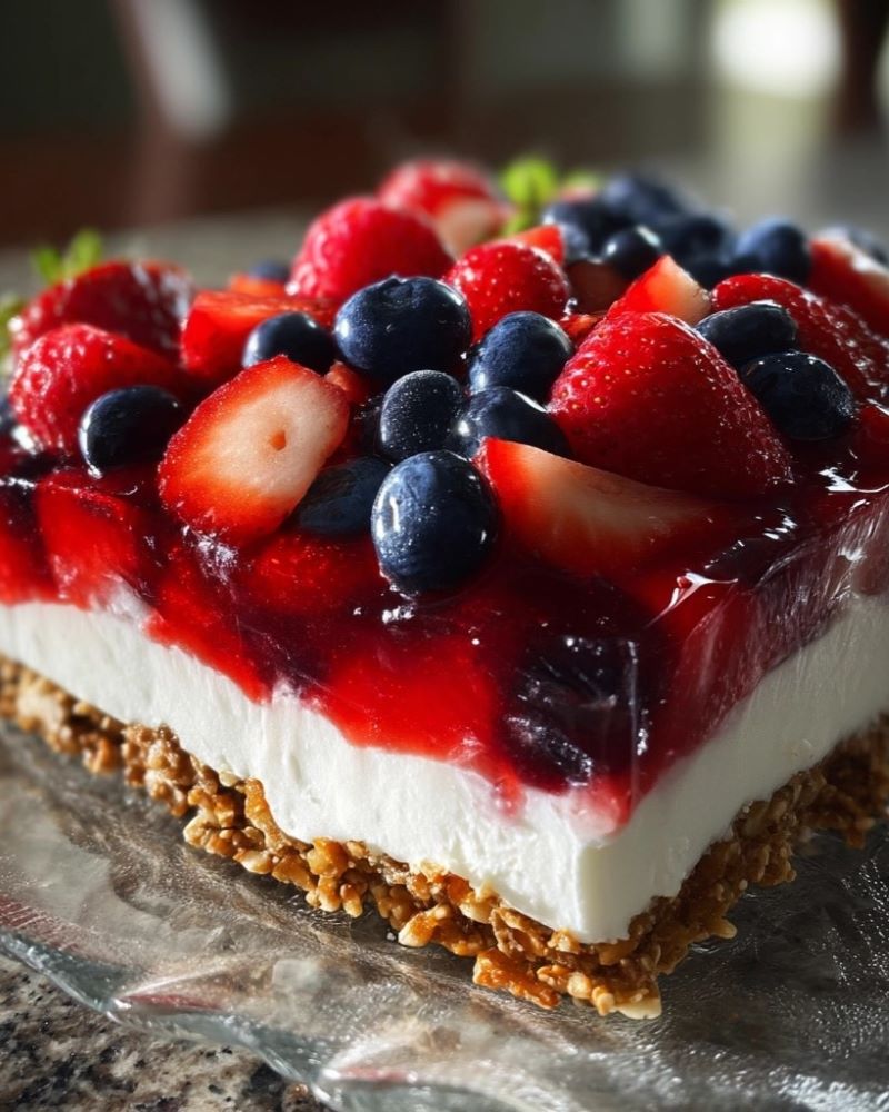 Patriotic Berry Pretzel Salad