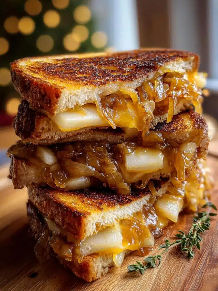 Pear & Apple Grilled Cheese With Caramelized Onions