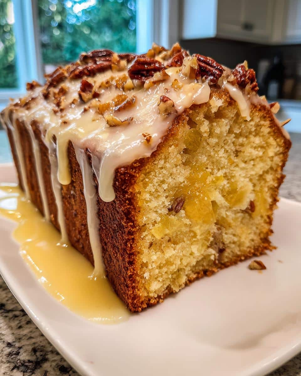 Pineapple Pecan Cream Cheese Pound Cake