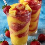Pineapple Strawberry Swirled Slushies